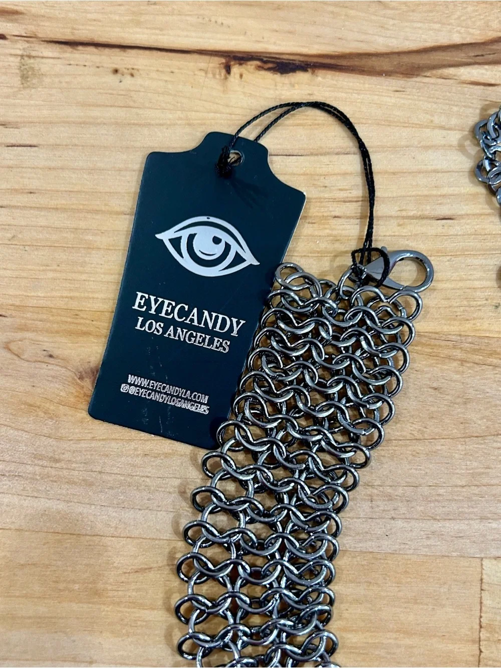 Gunmetal Chainmail Gothic Skull Statement Necklace Eye Candy Los Angeles